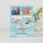 Funny Shark Foto Kerstmis Platte Vakantie Kaart (Staand voorkant)