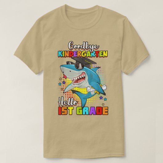 Funny Shark Goodbye Kindergarten Graduation Hello  T-shirt (Design voorkant)