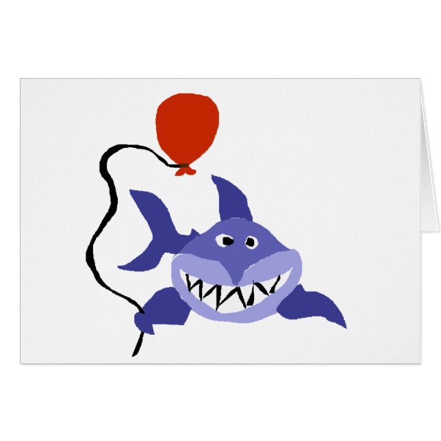 Funny Shark Holding Rode ballon (Voorkant Horizontaal)
