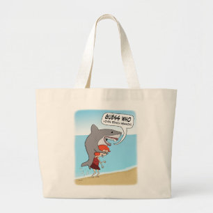Funny Shark houdt van Beach Season Grote Tote Bag