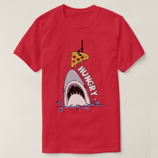 Funny Shark Hungry Shark met Pizza T-shirt (Design voorkant)