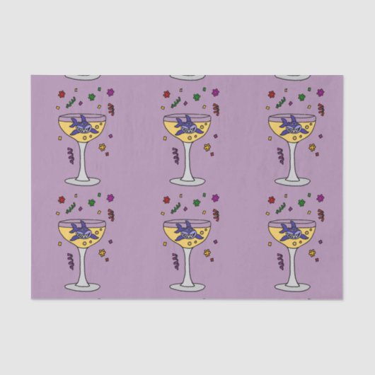 Funny Shark in Champagne Glass Tissuepapier (Voorkant)