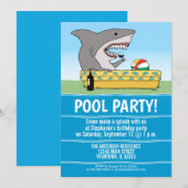 Funny Shark in Pool Birthday Party Kaart (Voorkant / Achterkant)