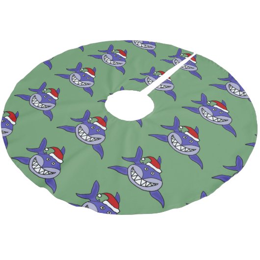 Funny Shark in Santa Hat kerstboomrok Kerstboom Rok (Gekanteld)