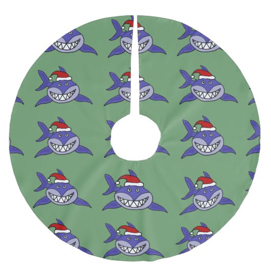 Funny Shark in Santa Hat kerstboomrok Kerstboom Rok (Voorkant)