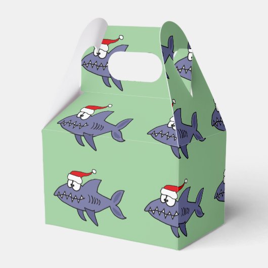 Funny Shark in Santa Hat-kerstkunst Bedankdoosjes (Voorkant Zijde)