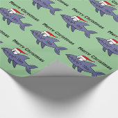 Funny Shark in Santa Hat-kerstkunst Cadeaupapier (Hoek)