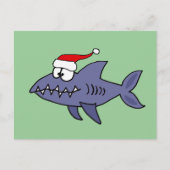 Funny Shark in Santa Hat-kerstkunst Feestdagenkaart (Voorkant)