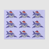 Funny Shark in Santa Hat-kerstpapier Tissuepapier (Voorkant)