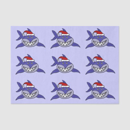 Funny Shark in Santa Hat-kerstpapier Tissuepapier (Voorkant)
