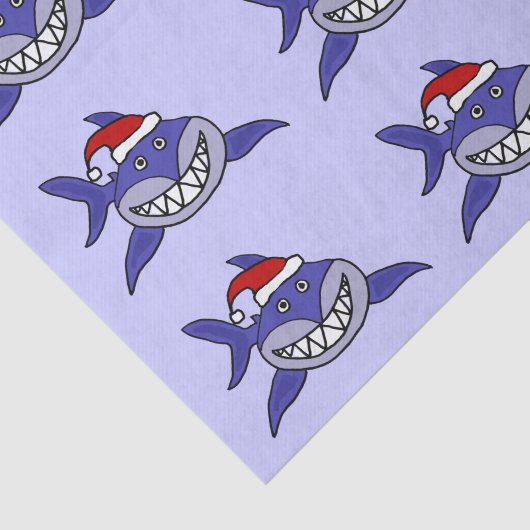 Funny Shark in Santa Hat-kerstpapier Tissuepapier (Detail)