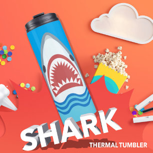 Funny Shark Jaws Cartoon Thermosbeker