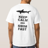 Funny Shark Keep Calm and Swim Fast T-shirt (Achterkant)