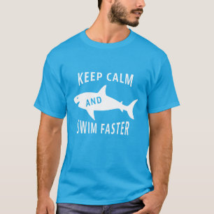 Funny Shark Keep Calm en Zwem Sneller Heren  T-shirt