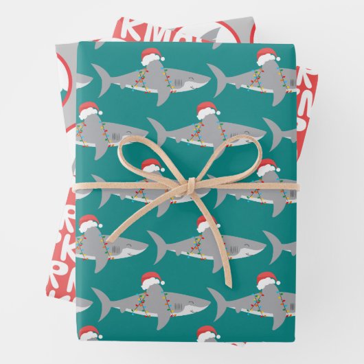 Funny Shark-kerstinpakpapier Inpakpapier Vel (In situ)