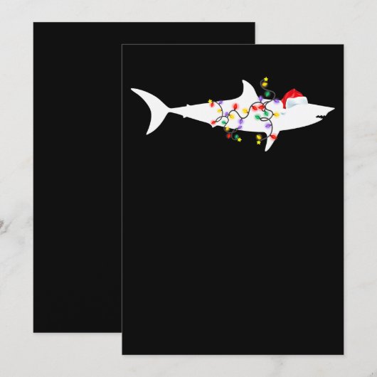 Funny Shark-kerstlampjes Santa Hat-kerstcadeau Feestdagenkaart (Voorkant / Achterkant)
