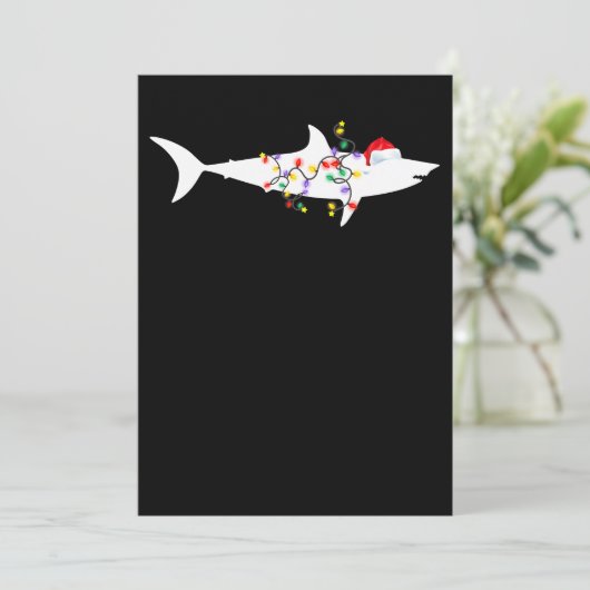 Funny Shark-kerstlampjes Santa Hat-kerstcadeau Feestdagenkaart (Staand voorkant)