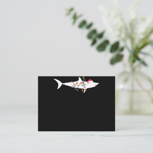 Funny Shark-kerstlampjes Santa Hat-kerstcadeau Visitekaartje (Staand voorkant)