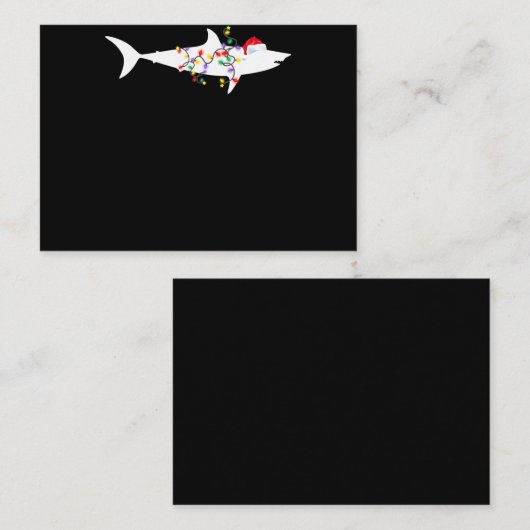 Funny Shark-kerstlampjes Santa Hat-kerstcadeau Visitekaartje (Voorkant / Achterkant)