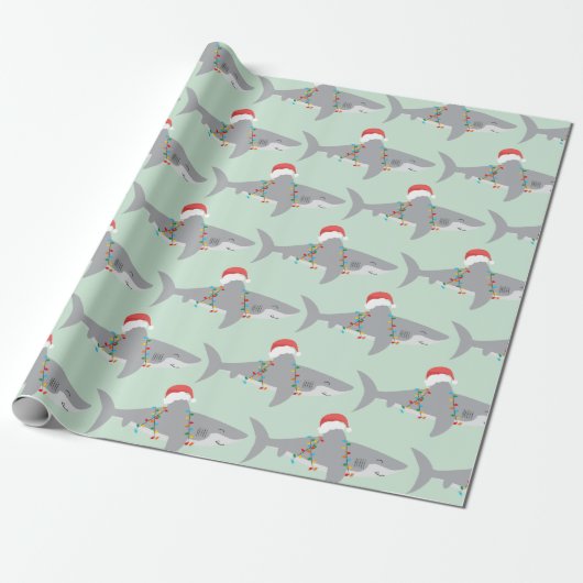 Funny Shark-kerstpapier Cadeaupapier (Uitgerold)