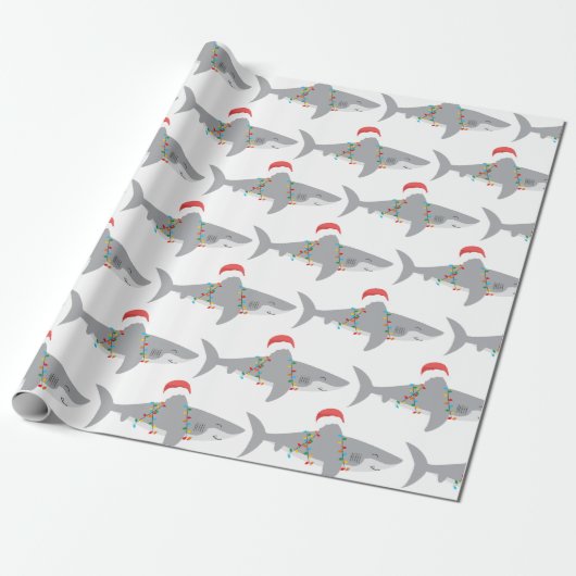 Funny Shark-kerstpapier Cadeaupapier (Uitgerold)