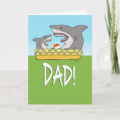 Funny Shark Kind en papa in Pool Vaderdag Kaart (Voorkant)