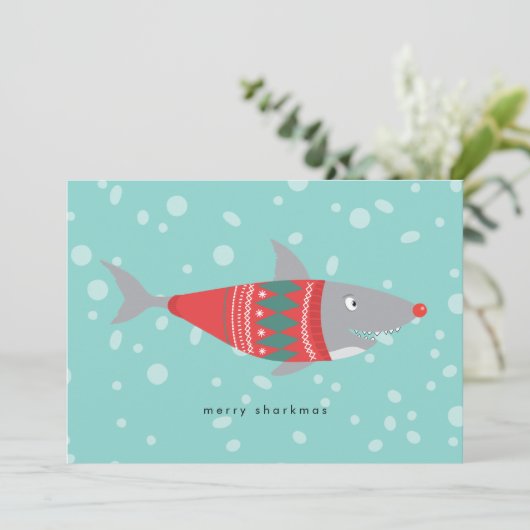 Funny Shark Merry Sharkmas Kerstmis (Staand voorkant)