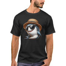Funny Shark met stro pet Gedrukt T-shirt