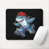 Funny Shark On Roller Skates Cute Cool Skater Anim Muismat (Met muis)
