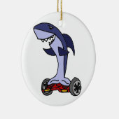 Funny Shark op Red Hoverboard Keramisch Ornament (Rechts)