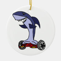 Funny Shark op Red Hoverboard
