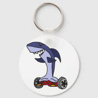 Funny Shark op Red Hoverboard Sleutelhanger