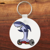 Funny Shark op Red Hoverboard Sleutelhanger (Voorkant)