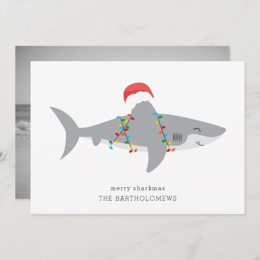 Funny Shark Photo Holiday Card Feestdagenkaart (Voorkant / Achterkant)