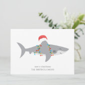 Funny Shark Photo Holiday Card Feestdagenkaart (Staand voorkant)