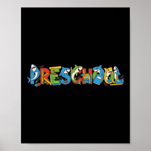 Funny Shark Preschool Pre K Terug naar school Kind Poster (Voorkant)