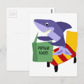 Funny Shark Reading Book over Populaire stranden Briefkaart (Voorkant / Achterkant)