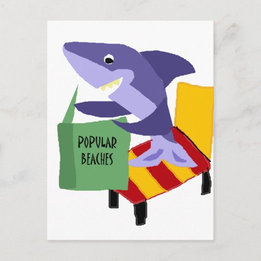 Funny Shark Reading Book over Populaire stranden Briefkaart (Voorkant)