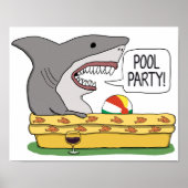 Funny Shark Ready for Pool Party Poster (Voorkant)