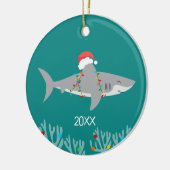 Funny Shark Round-kerstversiering Keramisch Ornament (Links)