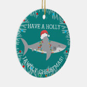 Funny Shark Round Ornaming met naam Keramisch Ornament (Rechts)