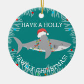 Funny Shark Round Ornaming met naam Keramisch Ornament (Voorkant)