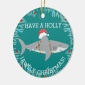 Funny Shark Round Ornaming met naam Keramisch Ornament (Links)