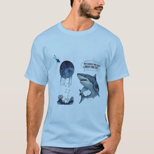 Funny shark scuba diver lunch time ? t-shirt (Voorkant)