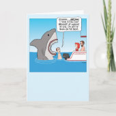 Funny Shark Sneaking Up on Swimmer Birthday Kaart (Voorkant)
