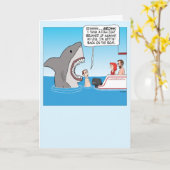 Funny Shark Sneaking Up on Swimmer Birthday Kaart (Gele Bloem)