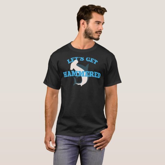 Funny Shark T- LETS KRIJGEN HAMMERED Hammerhead T- T-shirt (Voorkant volledig)