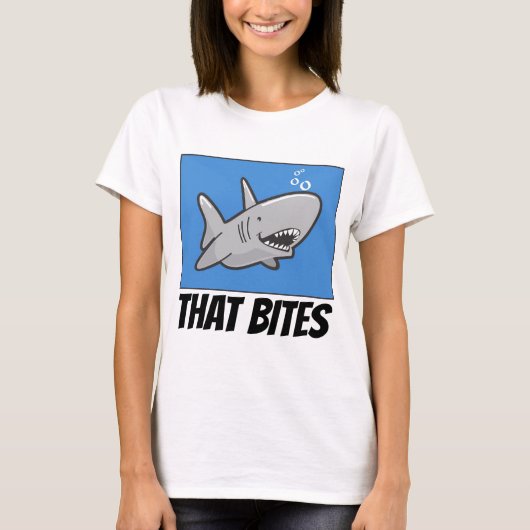 Funny SHARK T-shirts, DAT BITES T-shirt (Voorkant)