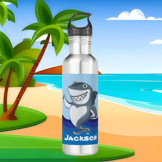 Funny shark voeg de naam roestvrij stalen waterfle waterfles 