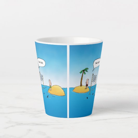 Funny Shark Volleyball Cartoon Latte Mok (Voorkant)